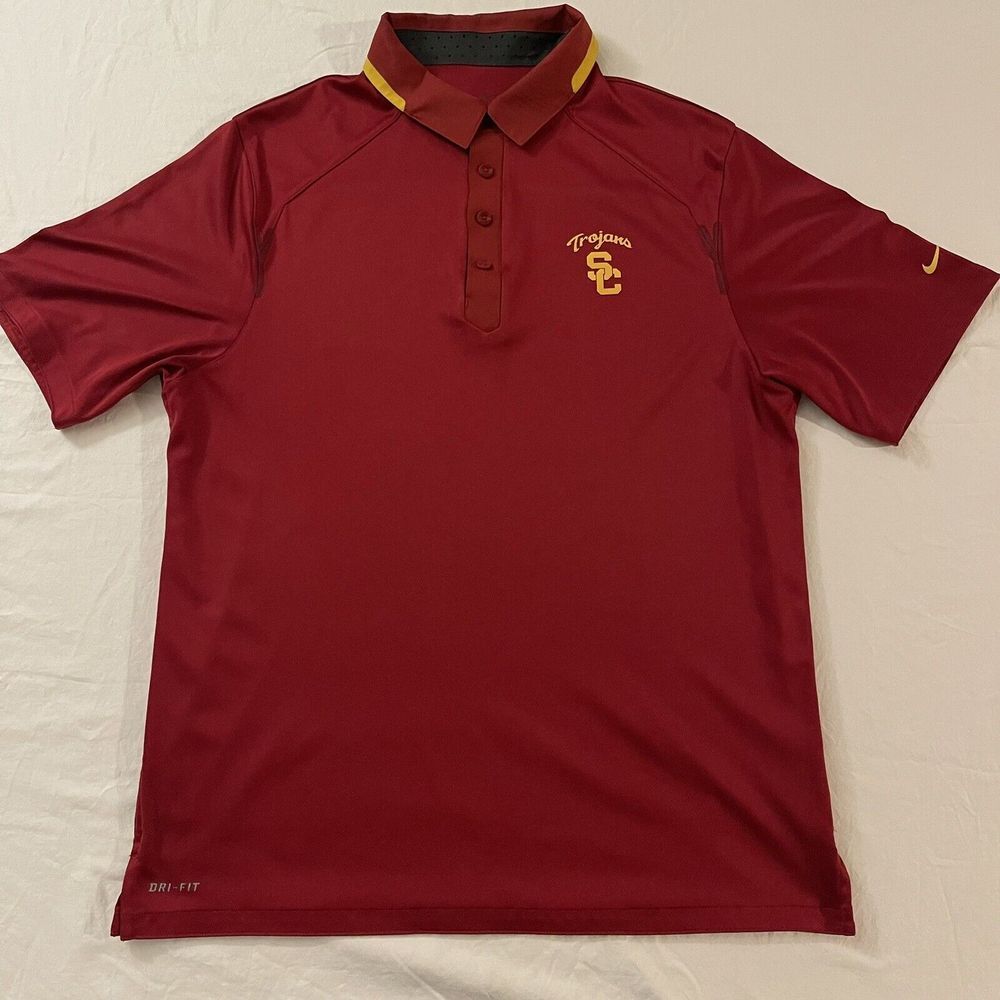 Nike SC Tojans Dri-Fit Red Polo Shirt Size Large